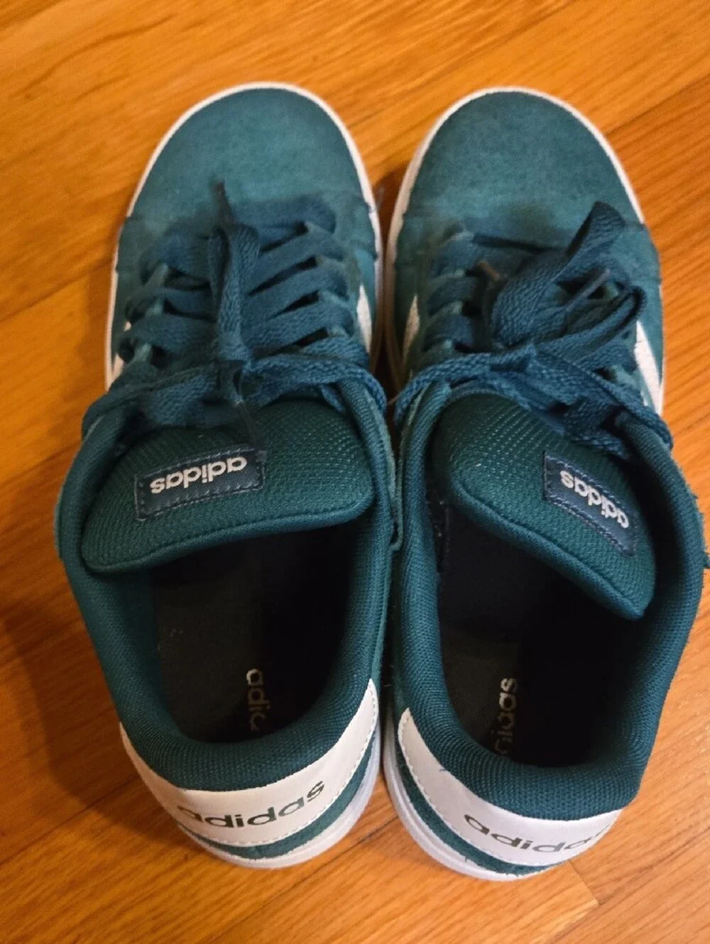 Boys adidas Green Suede Low-Top Sneakers with White Stripes